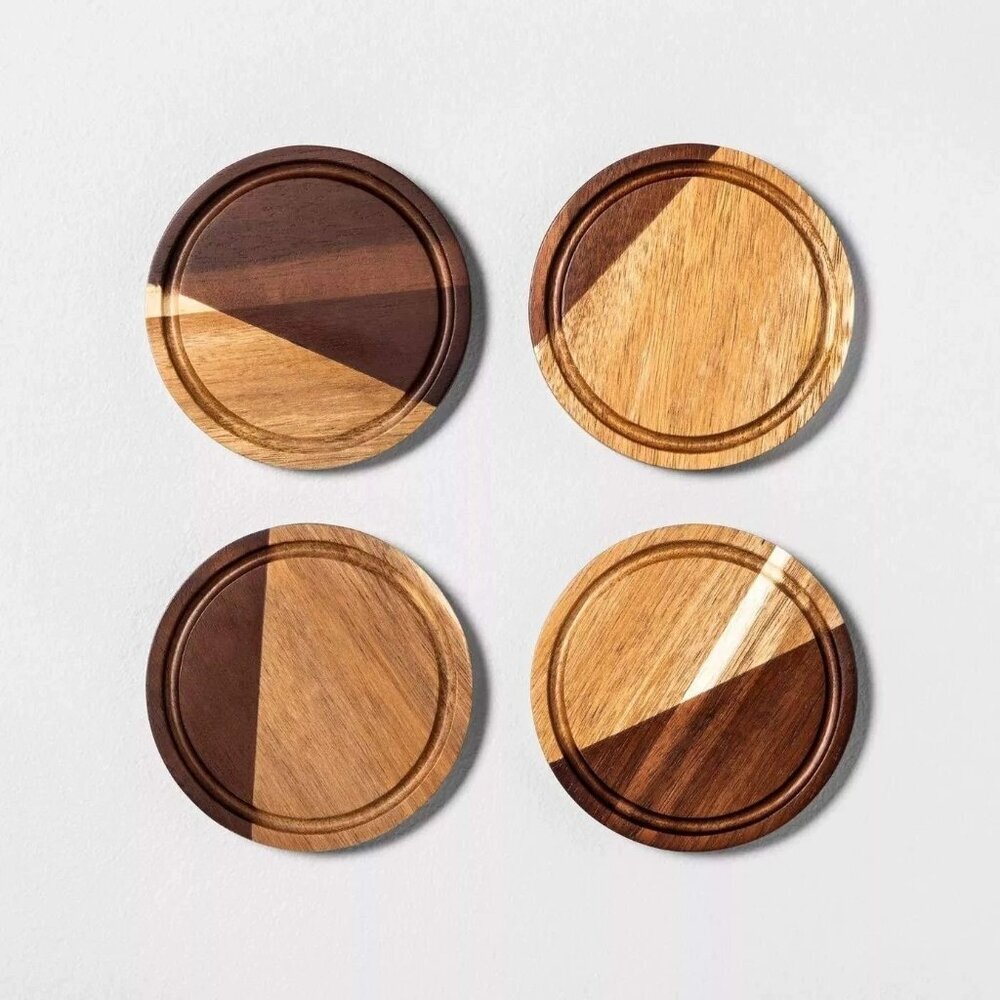 4pk Acacia‎ Wood Coaster Set - Hearth & Hand Magnolia, Target